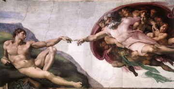la limite des 4 pays et la Création d'Adam par Michelangelo