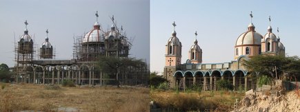 Église à Ziway : à gauche au début de 2014, à droite à la fin de 2017.